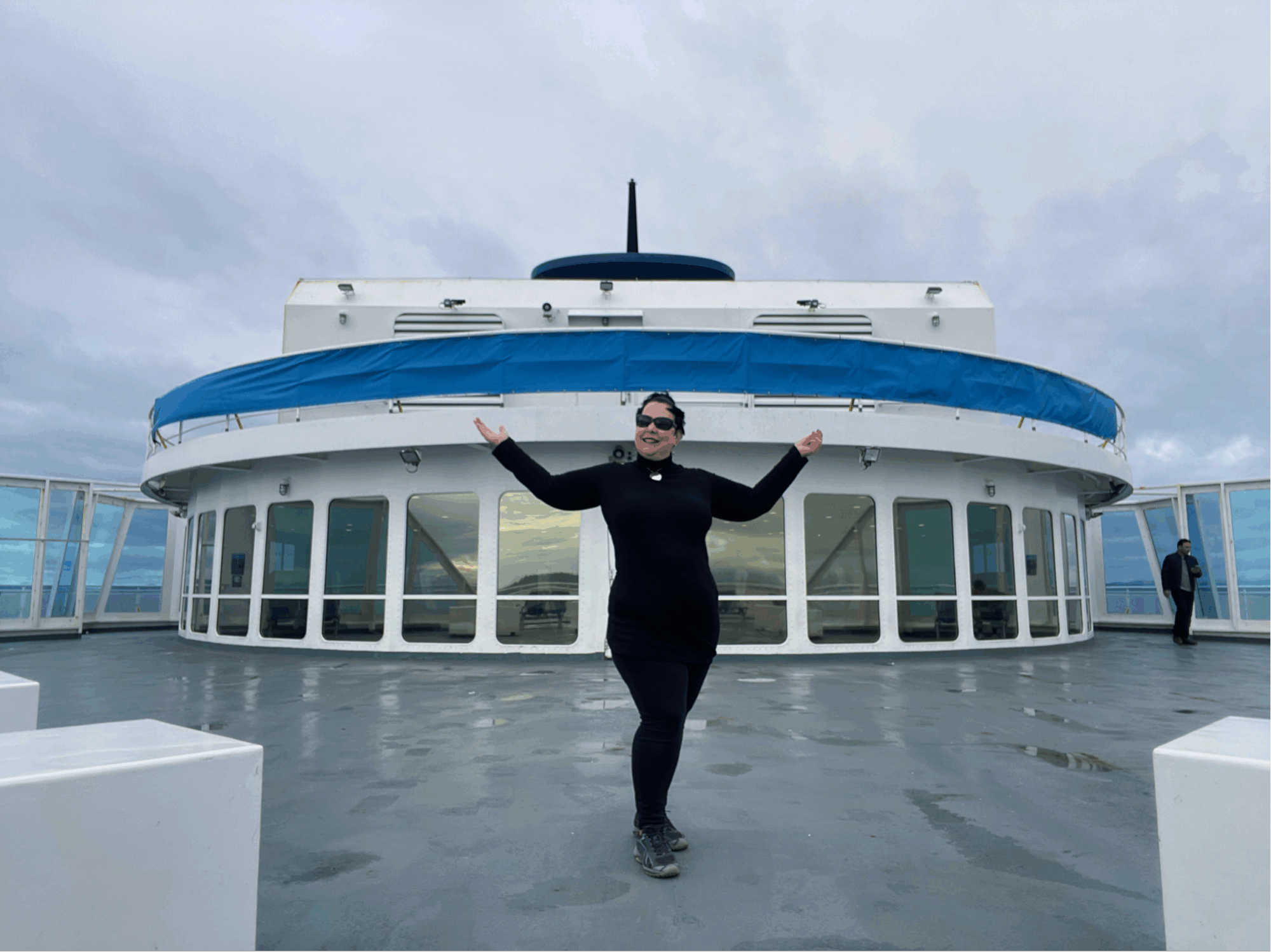 Woman standing on deck of the ferry from Vancouver to Victoria